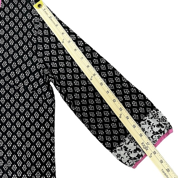 Kut from the Kloth Kwan V-Neck Tunic Shirt Blouse Small Black White Pink Light - Picture 7 of 12